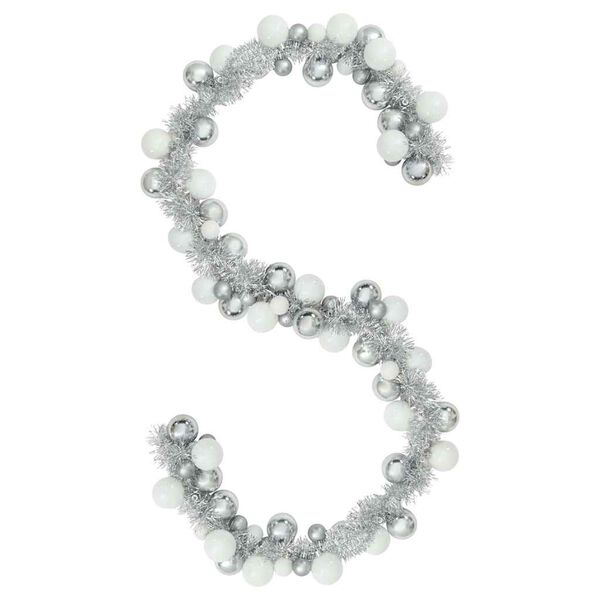 vidaXL Weihnachtskugelgirlande Weiß und Silber 186 cm Polystyrol