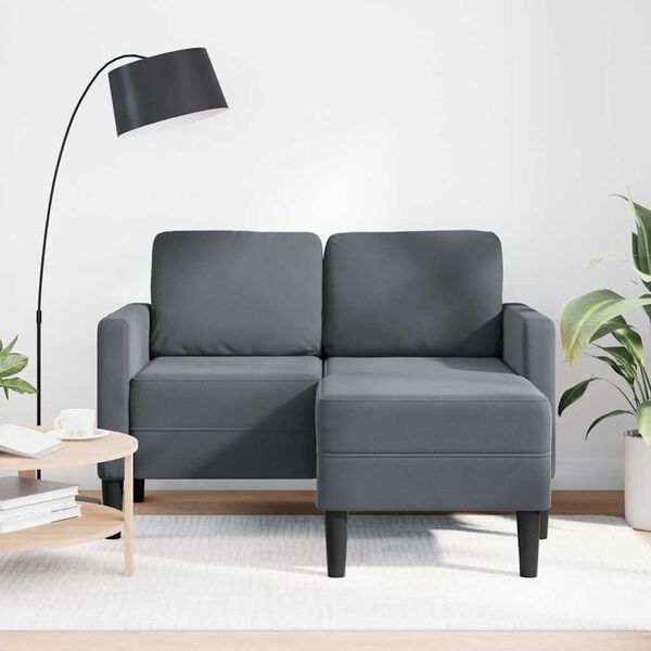 vidaXL 2-Sitzer-Sofa mit Chaiselongue L-Form Dunkelgrau 125 cm Samt