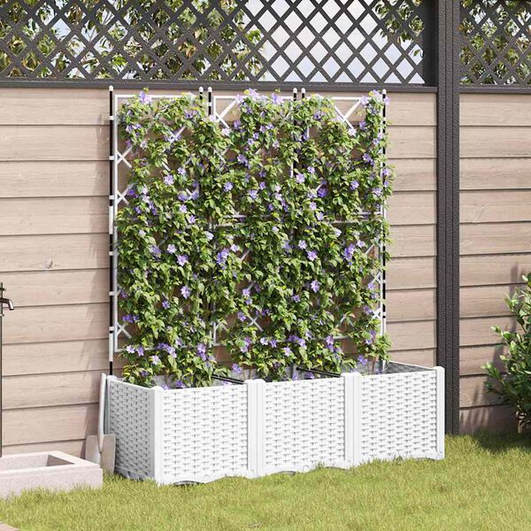 vidaXL Garten-Pflanzgef&auml;&szlig; 3 pcs Wei&szlig; 120 x 40 x 143 cm Stahl