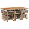 vidaXL 11-tlg. Garten-Essgruppe mit Kissen Beige Poly Rattan