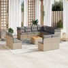 vidaXL 12-tlg. Garten-Sofagarnitur mit Kissen Beige Poly Rattan
