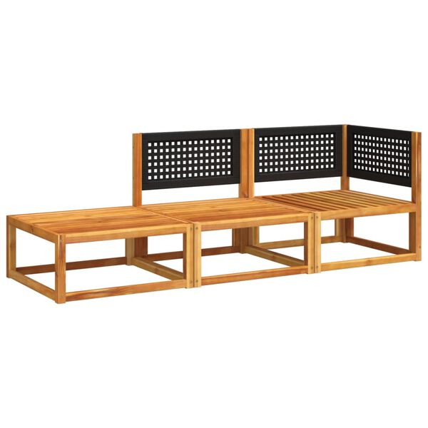 vidaXL 3-tlg. Gartensofa-Set mit Kissen Holz Akazie & Rattan
