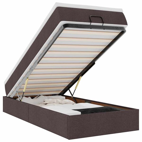 vidaXL Ottoman-Bett mit Matratze Dunkelbraun 90x200 cm Stoff