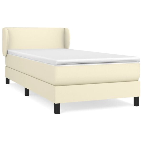 vidaXL Boxspringbett mit Matratze Creme 80x200 cm Kunstleder
