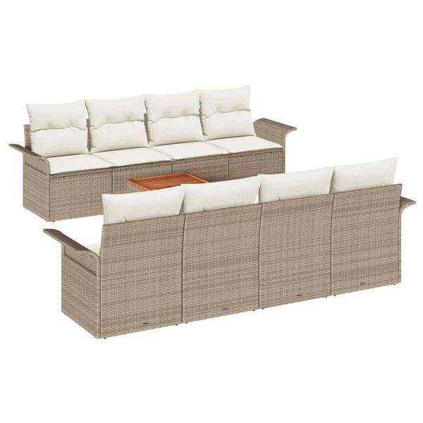 vidaXL Gartensofa-set mit Speicher 9 pcs Beige und Creme Poly-Rattan