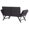 vidaXL Gartenbank mit Auflagen 176 cm Schwarz Poly Rattan