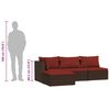 vidaXL 4-tlg. Garten-Lounge-Set mit Kissen Braun Poly Rattan