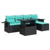 vidaXL 6-tlg. Garten-Sofagarnitur mit Kissen Grau Poly Rattan Akazie