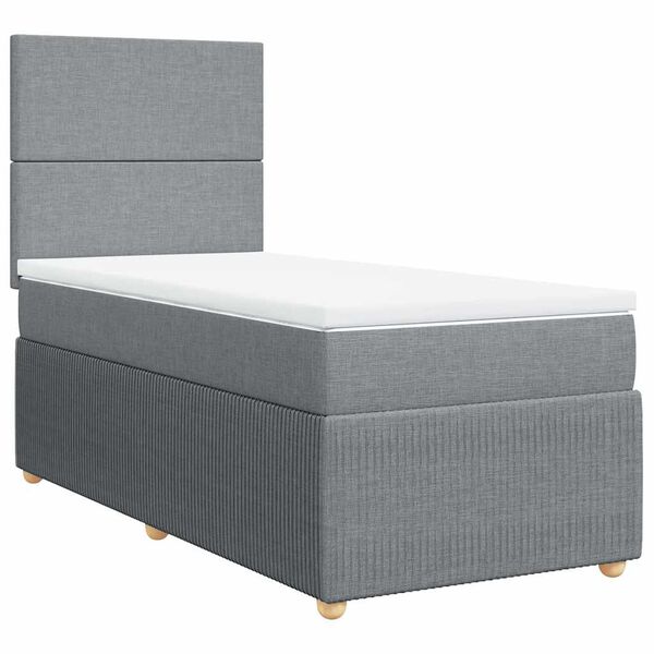 vidaXL Boxspringbett mit Matratze Hellgrau 80x200 cm Stoff