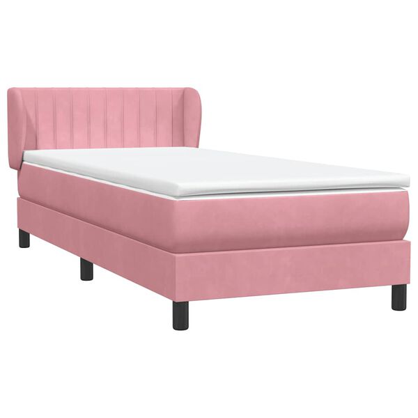 vidaXL Boxspringbett mit Matratze Rosa 100x210 cm Samt