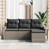 vidaXL Sofa Set mit Kissen mit Speicher 4 pcs Grau Poly-Rattan