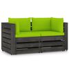 vidaXL 2-Sitzer Outdoor-Sofa mit Kissen Grau Impr&auml;gniertes Kiefernholz
