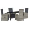 vidaXL Garten Essgruppe mit Kissen 5 pcs Grau Poly-Rattan