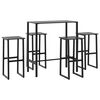vidaXL 5-tlg. Gartenbar-Set Schwarz Pulverbeschichteter Stahl