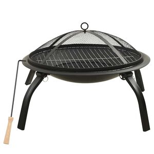 vidaXL 2-in-1 Feuerstelle und Grill mit Sch&uuml;rhaken 56x56x49 cm Stahl