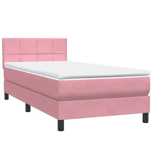 vidaXL Boxspringbett mit Matratze Rosa 90x220 cm Samt