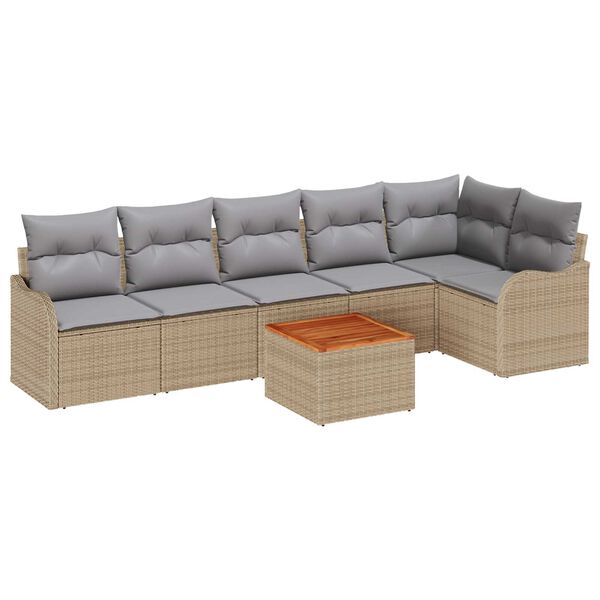 vidaXL Gartensofa-set 7 pcs Beige und Hellgrau Poly-Rattan