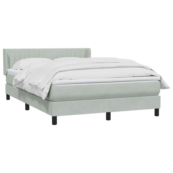 vidaXL Boxspringbett mit Matratze Hellgrau 140x220 cm Samt