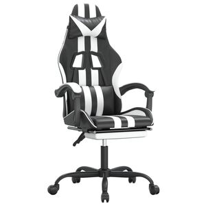 vidaXL Gaming-Stuhl mit Fu&szlig;st&uuml;tze Drehbar Schwarz & Wei&szlig; Kunstleder