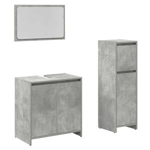 vidaXL 3-tlg. Badm&ouml;bel-Set Betongrau Holzwerkstoff