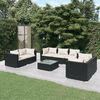 vidaXL 8-tlg. Garten-Lounge-Set mit Kissen Poly Rattan Schwarz