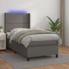 vidaXL Boxspringbett mit Matratze & LED Grau 100x200 cm Kunstleder
