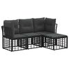 vidaXL Outdoor-Sofagarnitur mit Kissen 4 pcs Schwarz Polyester