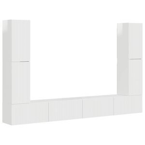 vidaXL TV-Schrankset 8 pcs Hochglanz Wei&szlig; Holzwerkstoff