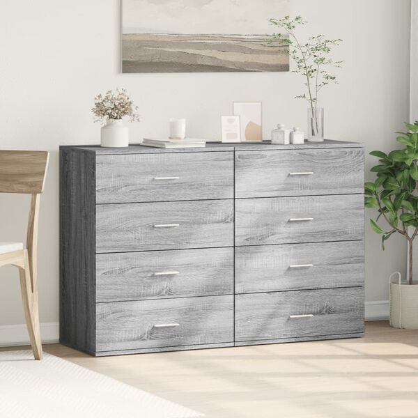 vidaXL Sideboards 2 Stk. Grau Sonoma 60x39x80 cm Holzwerkstoff