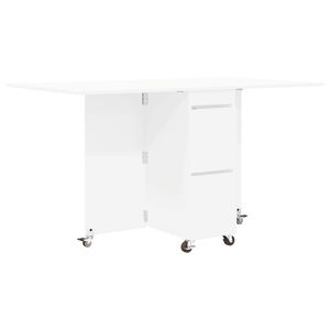 vidaXL Esstisch 140 x 80 x 77 cm Holzwerkstoff Wei&szlig; Rechtwinklig