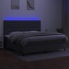 vidaXL Boxspringbett mit Matratze & LED Dunkelgrau 200x200 cm Stoff