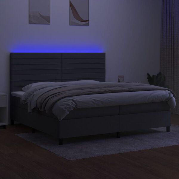 vidaXL Boxspringbett mit Matratze & LED Dunkelgrau 200x200 cm Stoff