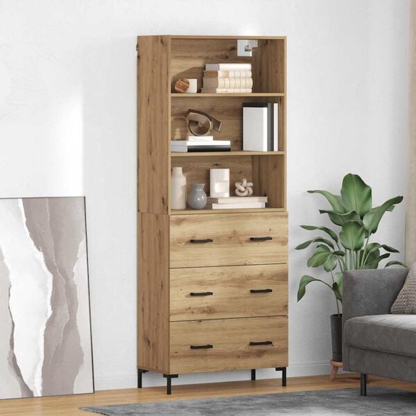 vidaXL Highboard Artisan-Eiche 69,5 x 34 x 180 cm Holzwerkstoff