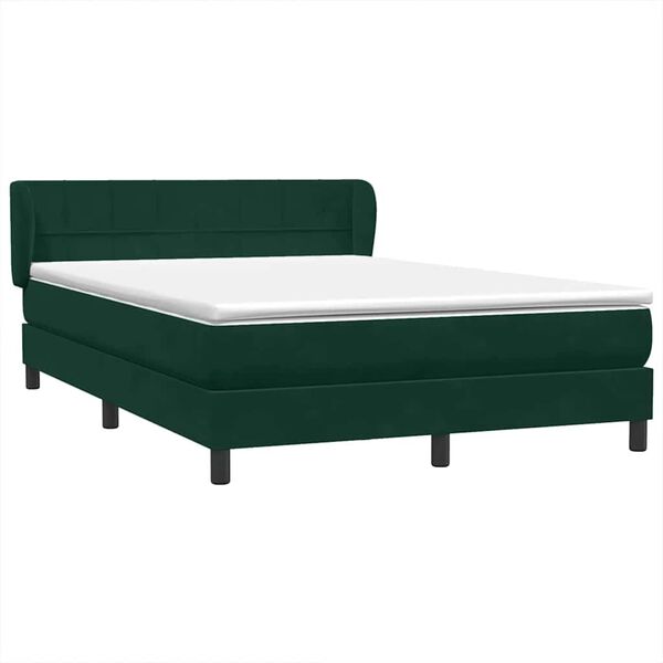 vidaXL Boxspringbett mit Matratze Dunkelgr&uuml;n 160x220 cm Samt