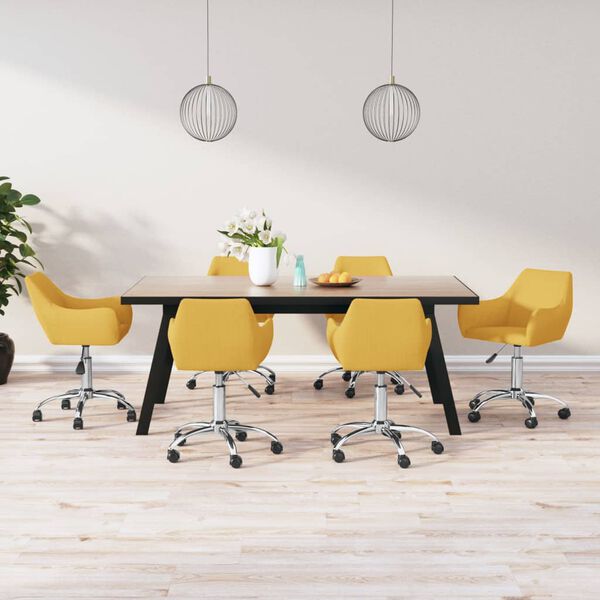 vidaXL Esszimmerst&uuml;hle 6 Stk. Drehbar Gelb Stoff