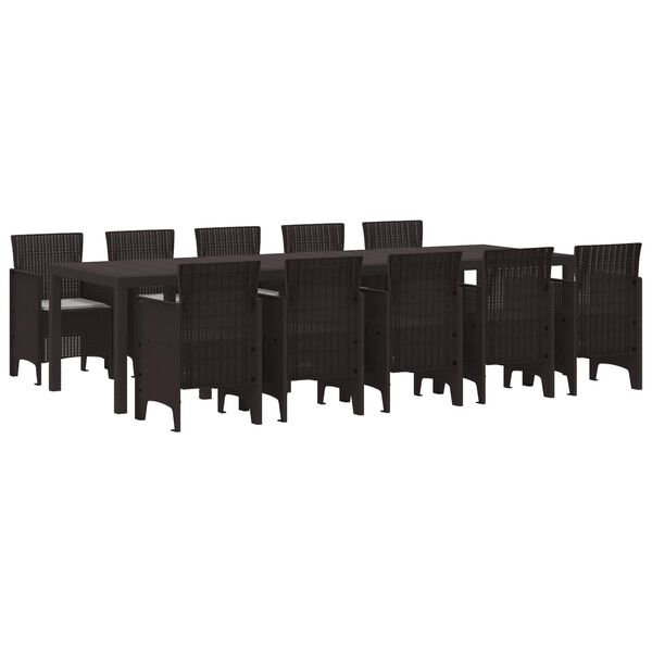 vidaXL Garten Essgruppe 11 pcs Braun und Hellgrau Poly Rattan