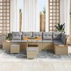 vidaXL Gartensofa-set mit Kissen mit Speicher 9 pcs Beige Poly Rattan