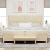 vidaXL Boxspringbett mit Matratze Creme 200 x 200 cm Stoff