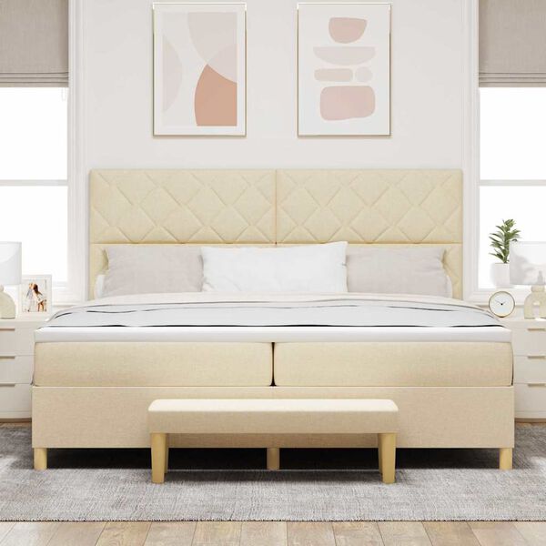 vidaXL Boxspringbett mit Matratze Creme 200 x 200 cm Stoff