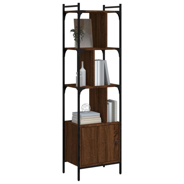 vidaXL B&uuml;cherregal mit T&uuml;r Braun Eiche 44,5x30x154,5 cm Holzwerkstoff