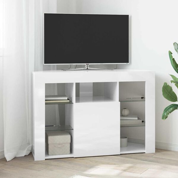 vidaXL Eck-LED-TV-Schrank Hochglanz Wei&szlig; 100x40x68cm Holzwerkstoff