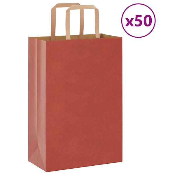 vidaXL Papiertragetaschen 50 Stk. mit Henkeln Rot 21x11x31 cm