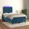 vidaXL Boxspringbett mit Matratze & LED Dunkelblau 120x200 cm Samt