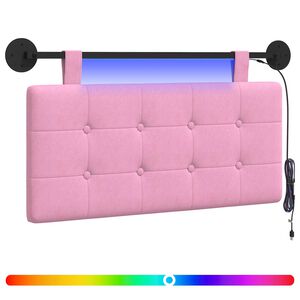 vidaXL H&auml;ngendes Kopfteil Mit LED Licht Rosa Stoff