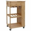 vidaXL K&uuml;chenwagen mit R&auml;dern Natur 47,5 x 36 x 83 cm Bambus