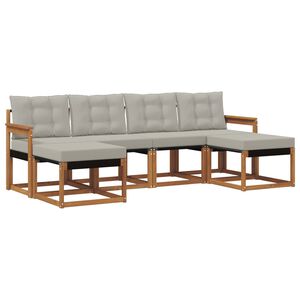 vidaXL Outdoor-Sofagarnitur mit Kissen 6 pcs Nat&uuml;rlich und Hellgrau