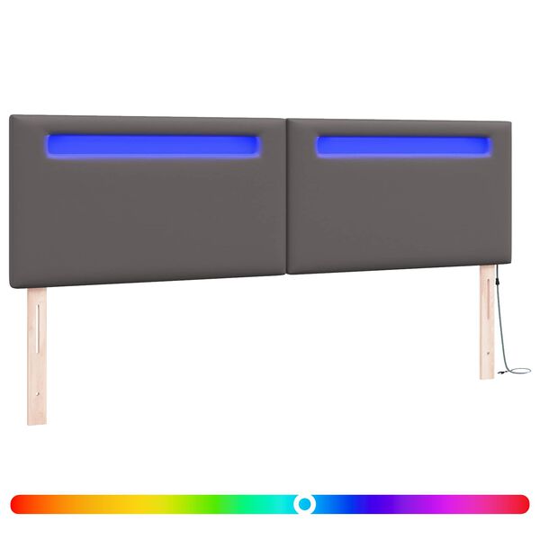 vidaXL LED Kopfteil Grau 180 cm Kunstleder