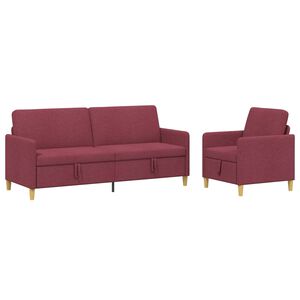 vidaXL Sofa Set mit Stauraum 2 stk. Weinrot Polyester