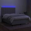 vidaXL Boxspringbett mit Matratze & LED Hellgrau 140x190 cm Stoff