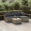vidaXL 5-tlg. Garten-Lounge-Set mit Kissen Grau Poly Rattan